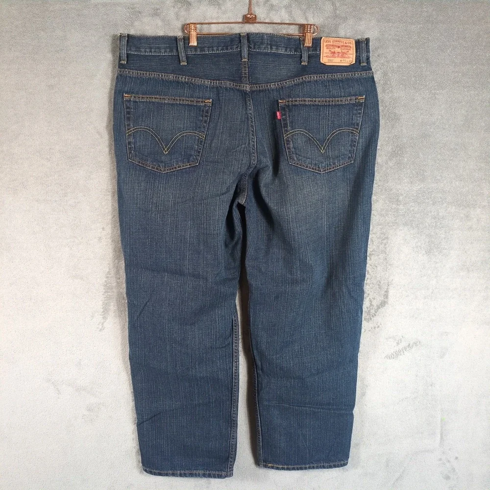 Levis 550 Mens Relaxed Fit Tapered Leg Dark Wash Blue Denim Jeans 46x30